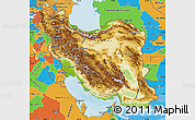 Physical Map of Iran, political outside