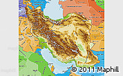 Physical Map of Iran, political shades outside