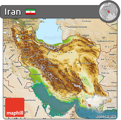 Physical Map of Iran, satellite outside
