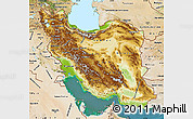 Physical Map of Iran, satellite outside