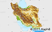 Physical Map of Iran, single color outside, bathymetry sea