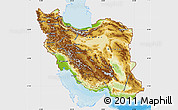 Physical Map of Iran, single color outside, bathymetry sea, shaded relief sea