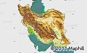 Physical Map of Iran, single color outside, satellite sea