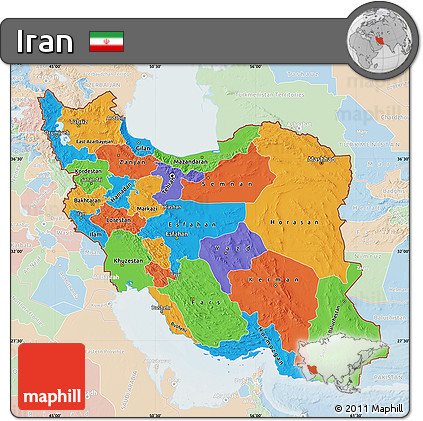 Political Map of Iran, lighten