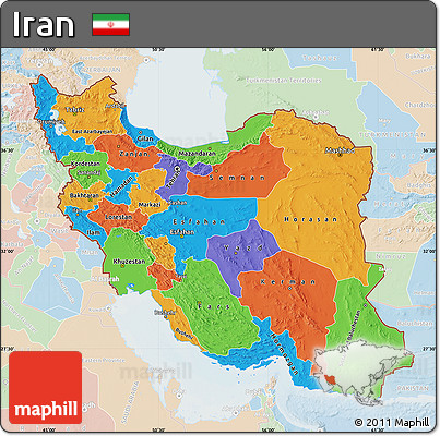 Political Map of Iran, lighten