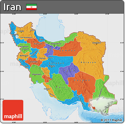 Political Map of Iran, single color outside, shaded relief sea