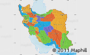 Political Map of Iran, single color outside, shaded relief sea