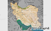 Satellite Map of Iran, darken, desaturated, land only