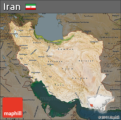Satellite Map of Iran, darken