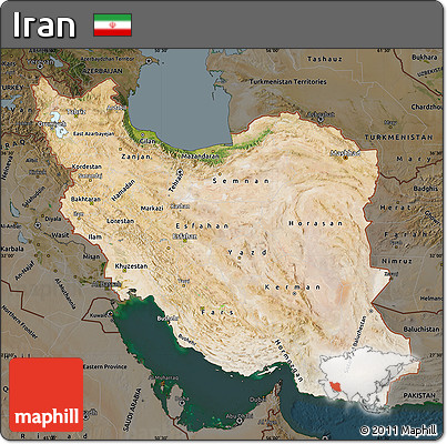 Satellite Map of Iran, darken