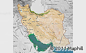 Satellite Map of Iran, desaturated, land only