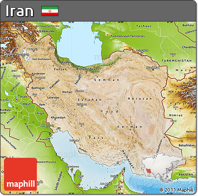 Satellite Map of Iran, physical outside