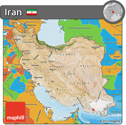 Satellite Map of Iran, political outside