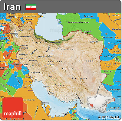 Satellite Map of Iran, political outside