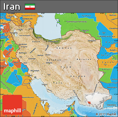 Satellite Map of Iran, political outside