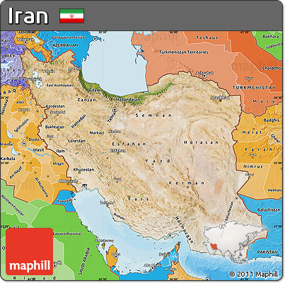 Satellite Map of Iran, political shades outside
