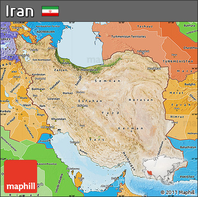 Satellite Map of Iran, political shades outside