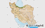 Satellite Map of Iran, single color outside, bathymetry sea, shaded relief sea