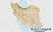 Satellite Map of Iran, single color outside, shaded relief sea