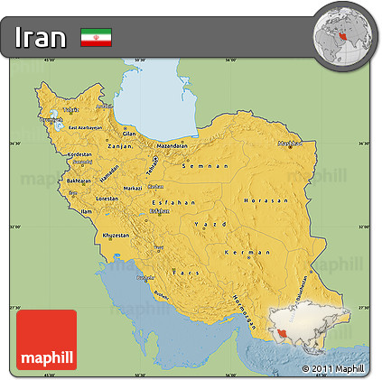 Savanna Style Map of Iran, single color outside