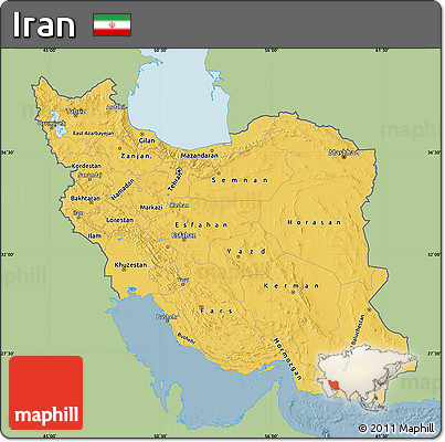 Savanna Style Map of Iran, single color outside