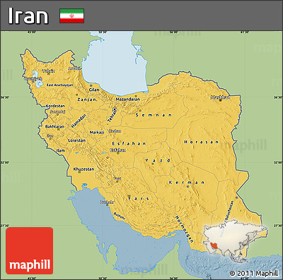 Savanna Style Map of Iran, single color outside