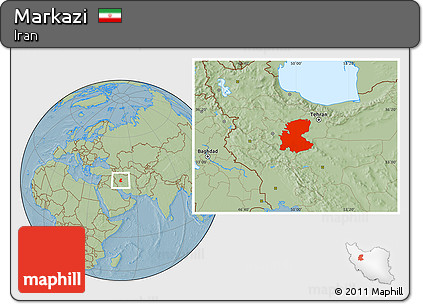 Savanna Style Location Map of Markazi, hill shading