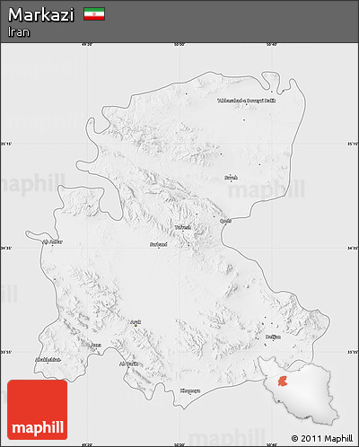 Silver Style Map of Markazi, single color outside
