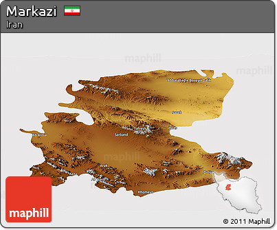 Physical Panoramic Map of Markazi, cropped outside