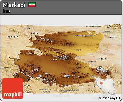 Physical Panoramic Map of Markazi, satellite outside