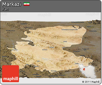Satellite Panoramic Map of Markazi, darken