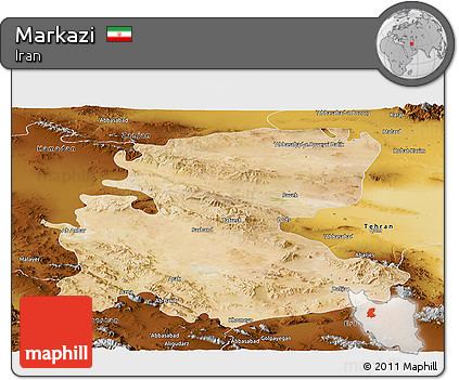 Satellite Panoramic Map of Markazi, physical outside