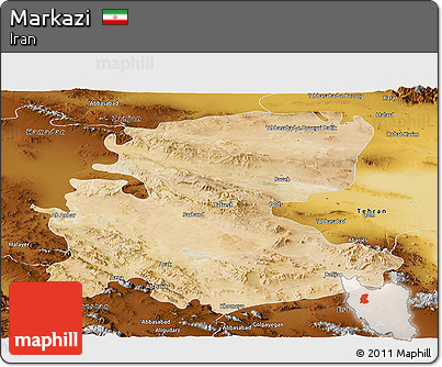 Satellite Panoramic Map of Markazi, physical outside