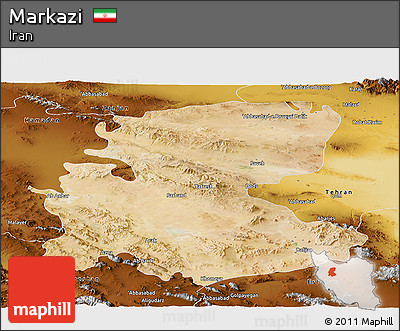 Satellite Panoramic Map of Markazi, physical outside