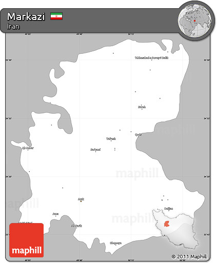 Gray Simple Map of Markazi, single color outside