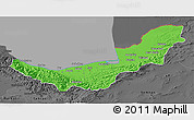 Political 3D Map of Mazandaran, darken, desaturated
