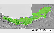 Political 3D Map of Mazandaran, desaturated