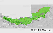 Political 3D Map of Mazandaran, lighten, desaturated