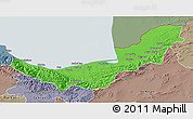 Political 3D Map of Mazandaran, semi-desaturated