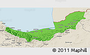 Political 3D Map of Mazandaran, shaded relief outside