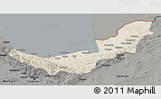 Shaded Relief 3D Map of Mazandaran, darken, semi-desaturated