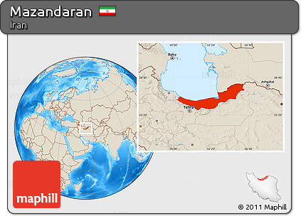 Shaded Relief Location Map of Mazandaran