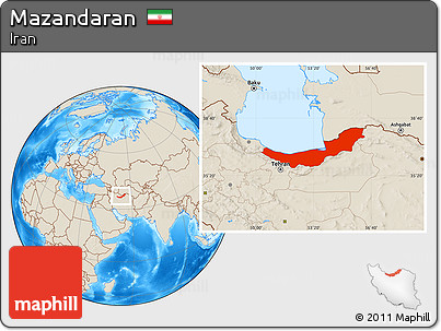Shaded Relief Location Map of Mazandaran