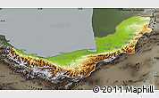 Physical Map of Mazandaran, darken, semi-desaturated