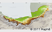 Physical Map of Mazandaran, lighten, semi-desaturated