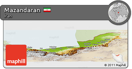 Physical Panoramic Map of Mazandaran, lighten