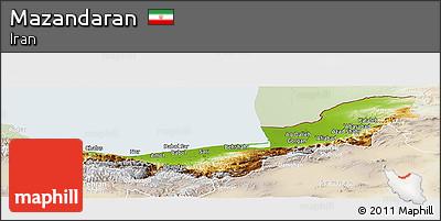 Physical Panoramic Map of Mazandaran, lighten