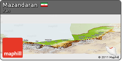 Physical Panoramic Map of Mazandaran, lighten