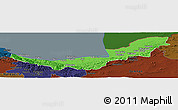 Political Panoramic Map of Mazandaran, darken