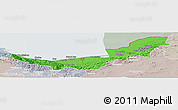 Political Panoramic Map of Mazandaran, lighten, semi-desaturated